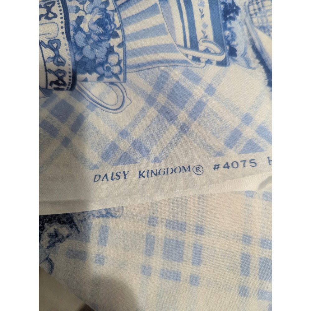 Vintage Daisy Kingdom High Tea #4075 Fabric 2 Yards x 45 Blue Teacups OOP
